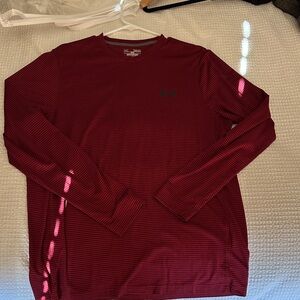 Under Armour Men's Burgundy Stripe Long Sleeve Tee